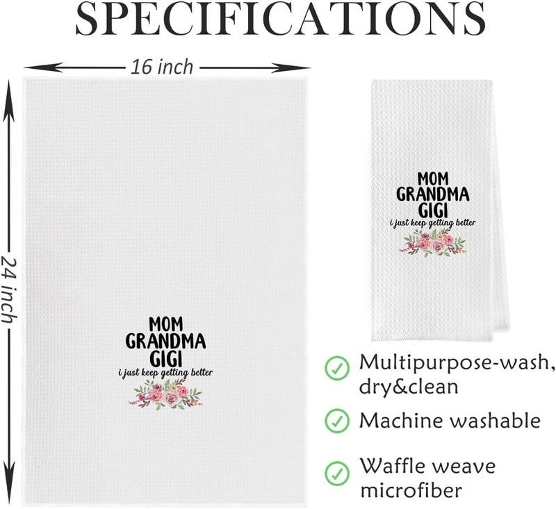 Geqtt Gqtt Great Grandma Dish Towels - Gigi Waffle Weave Kitchen Towels, Grandma Gifts Hand & Tea Towel (1624 Inches) - Image 4